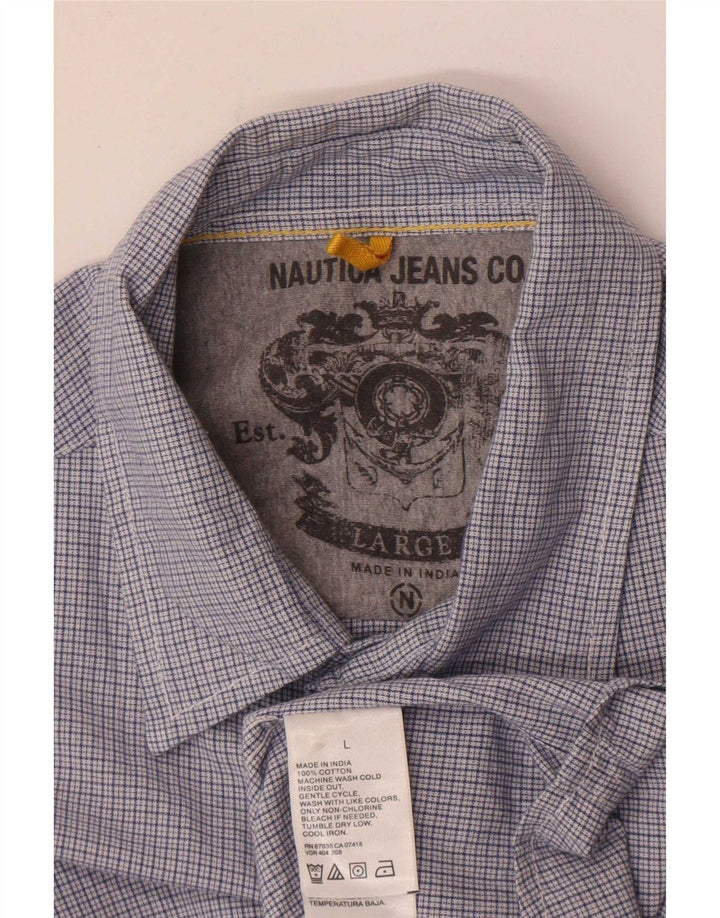 Camicia da uomo Nautica vestibilità regolare a maniche corte, cotone a quadri blu grande