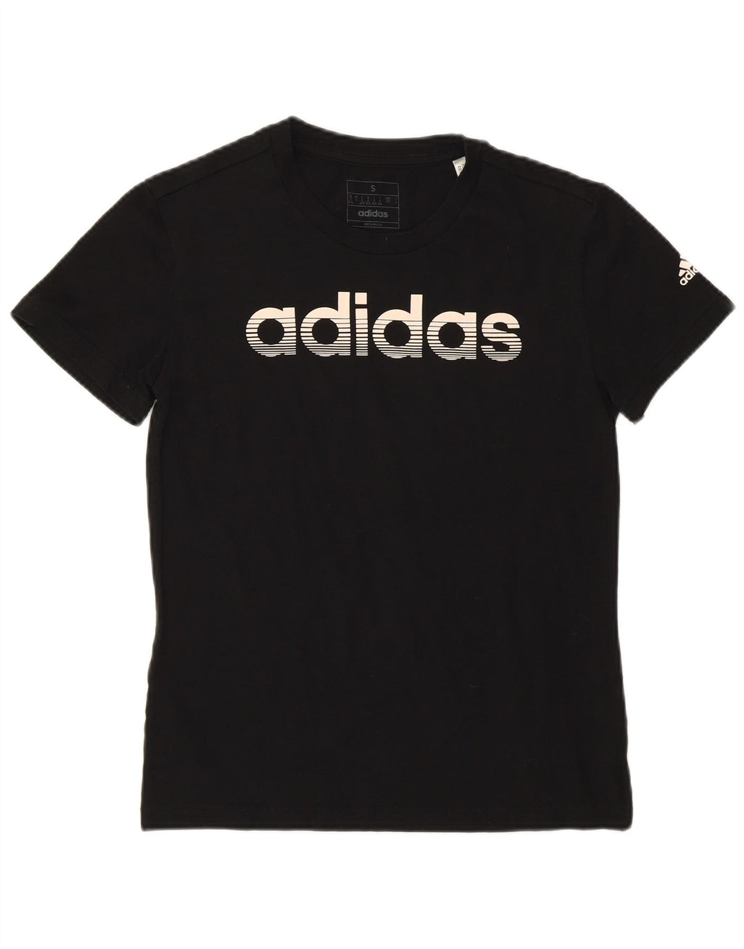 T-shirt grafica da donna ADIDAS Top UK 8/10 piccola in cotone nero