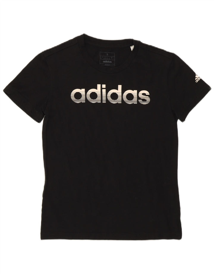 T-shirt grafica da donna ADIDAS Top UK 8/10 piccola in cotone nero