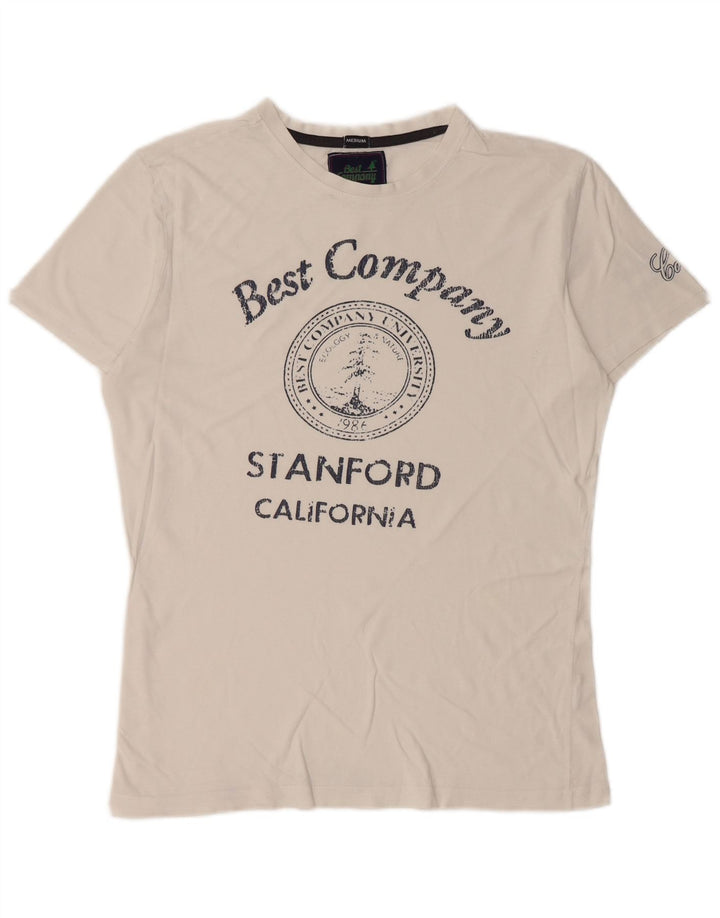 T-shirt grafica da uomo Best Company Top in cotone bianco medio