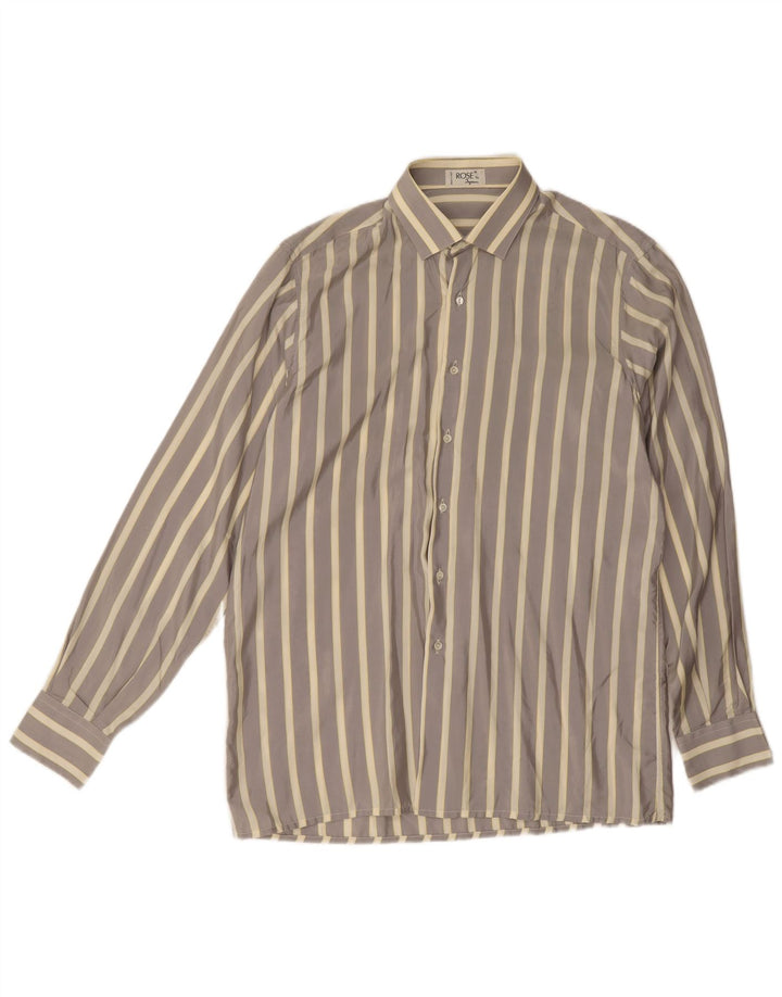 Camicia da uomo Ingram in seta a righe grigio medio
