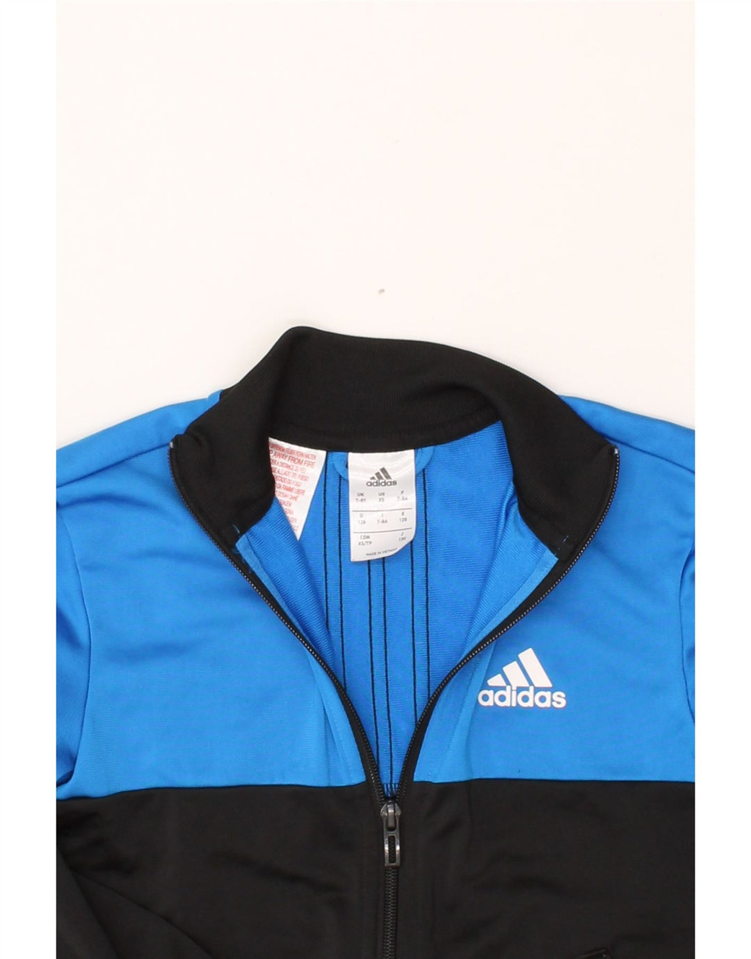 ADIDAS Boys Tracksuit Top Jacket 7-8 Years  Black Colourblock Polyester Vintage Adidas and Second-Hand Adidas from Messina Hembry 