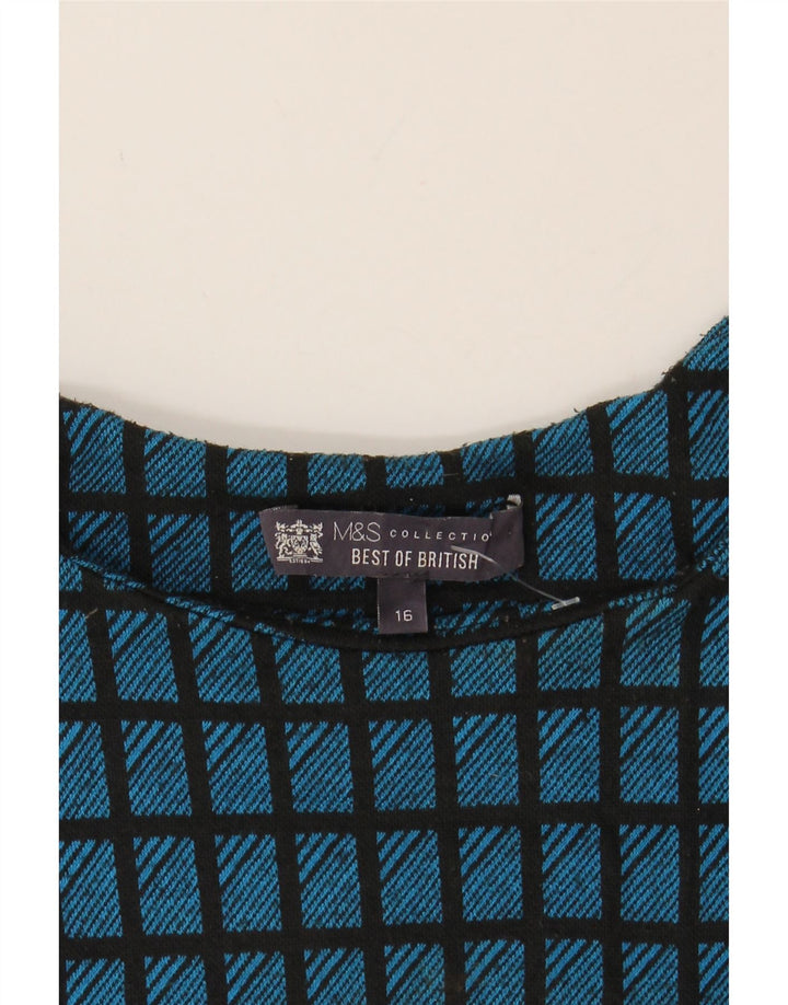 MARKS & SPENCER Womens Short Sleeves Shift Dress UK 16 Large Green Check Vintage Marks & Spencer and Second-Hand Marks & Spencer from Messina Hembry 