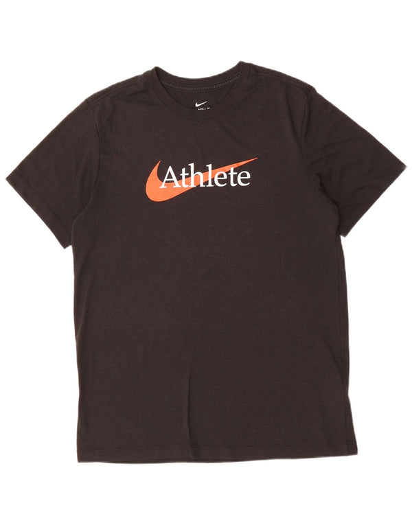 T-shirt grafica Nike Dri Fit da uomo in cotone medio nero