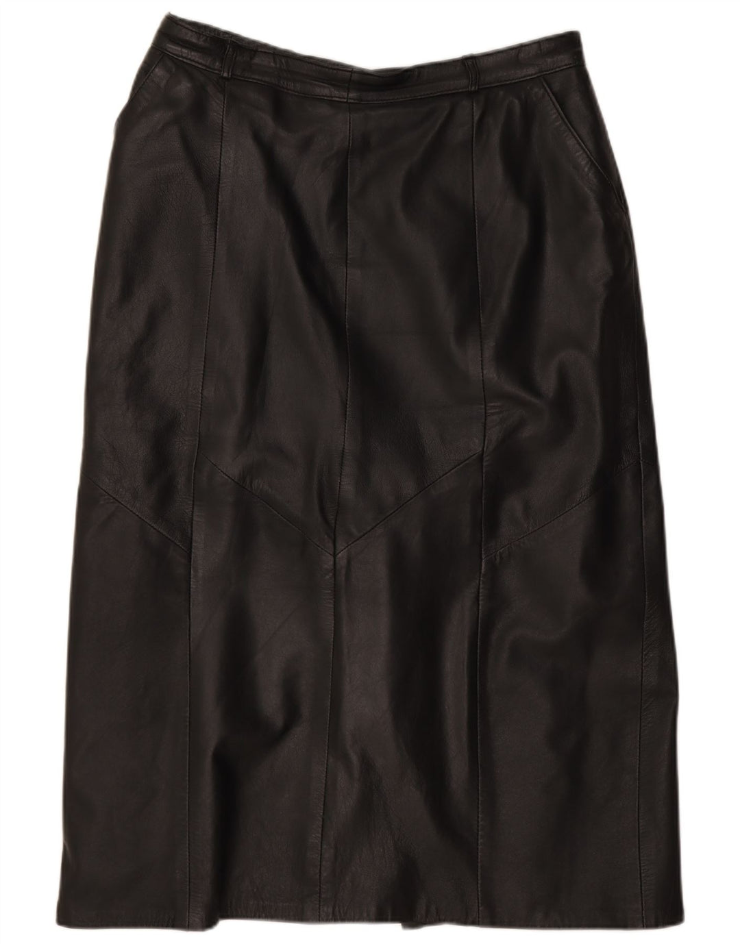 Gonna in pelle vintage da donna IT 42 media W28 nera