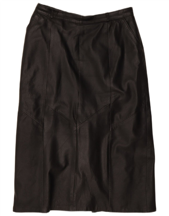 Gonna in pelle vintage da donna IT 42 media W28 nera