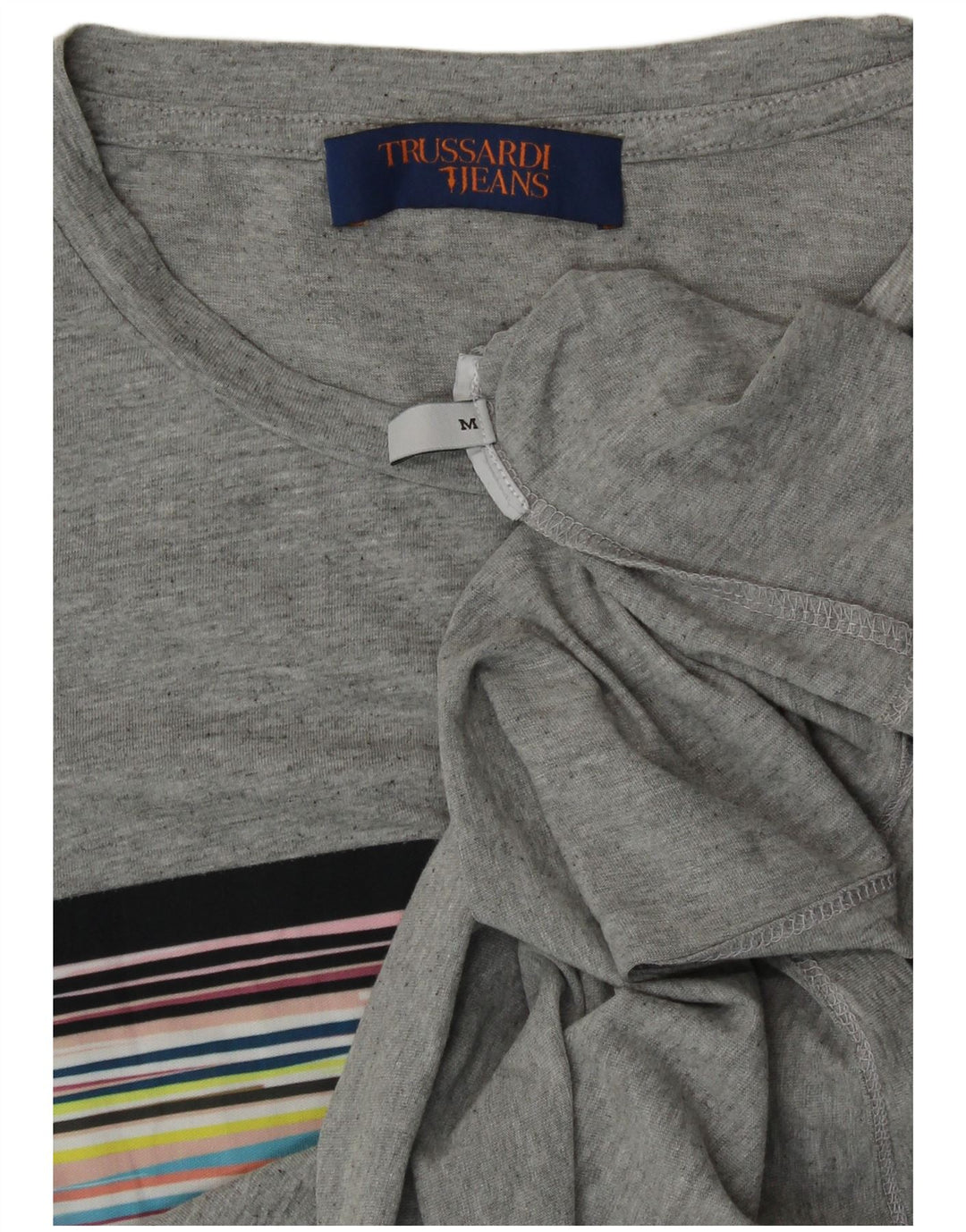 T-shirt grafica corta da donna Trussardi UK 14 Grigio medio a righe