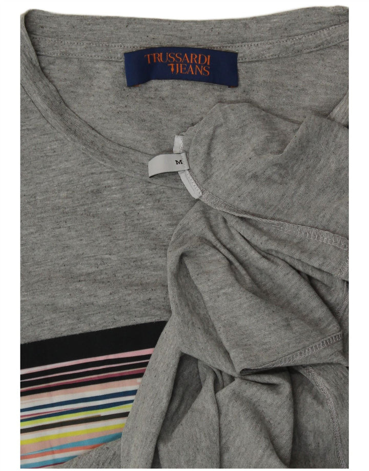 T-shirt grafica corta da donna Trussardi UK 14 Grigio medio a righe