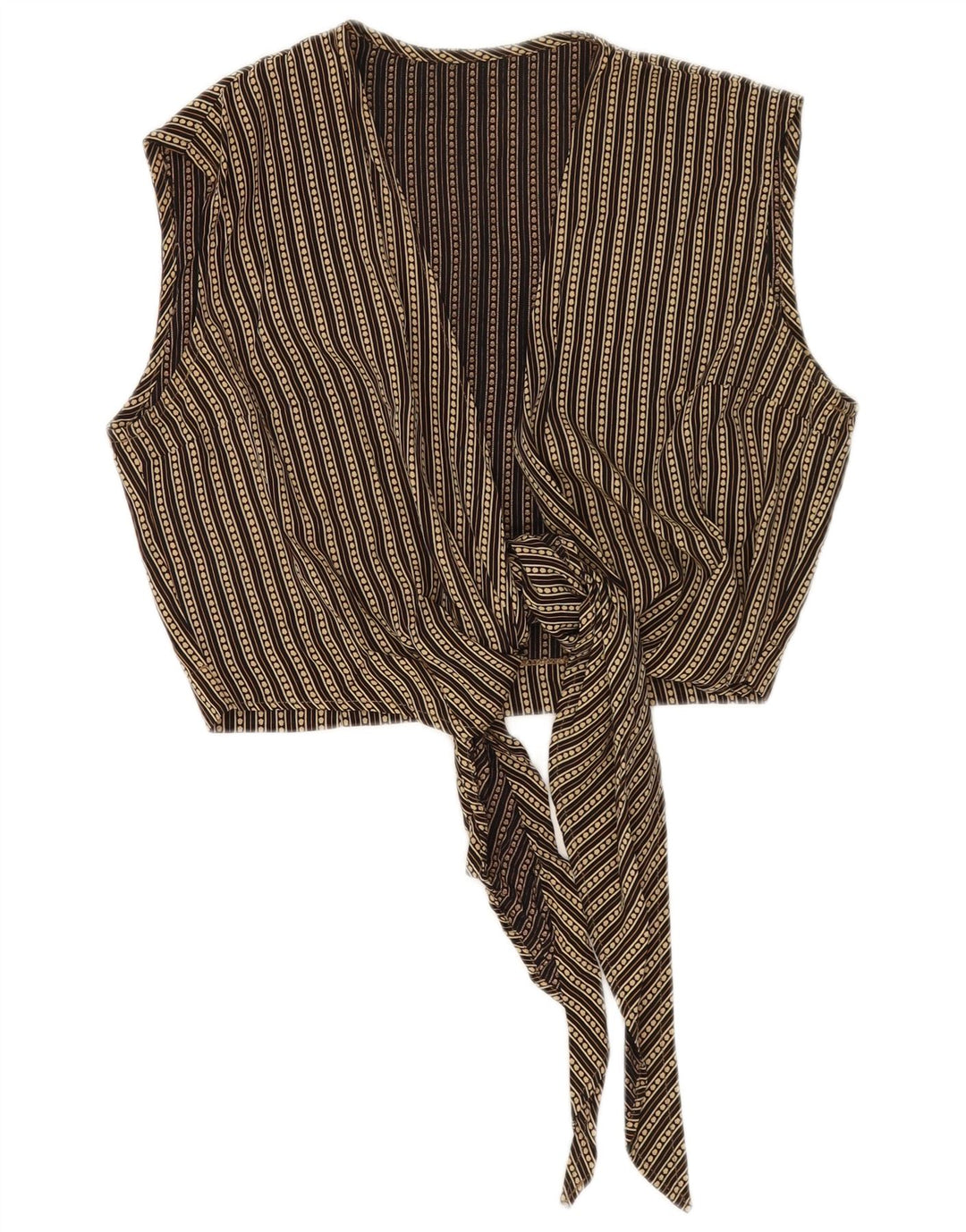 Top corto senza maniche vintage da donna IT 42 Viscosa a righe beige medio