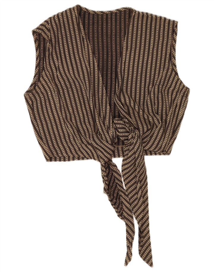 Top corto senza maniche vintage da donna IT 42 Viscosa a righe beige medio