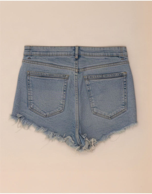 Pantaloncini di jeans invecchiati a vita alta da donna Zara EU 38 piccoli W28 blu
