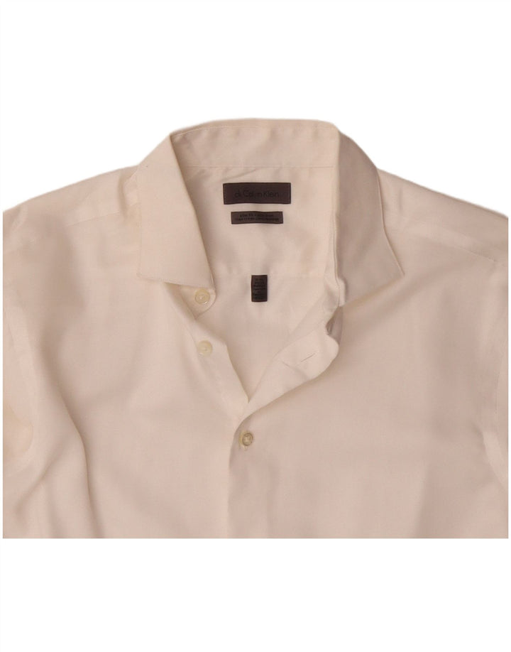 CALVIN KLEIN Camicia slim fit da uomo taglia 15 1/2 cotone bianco medio