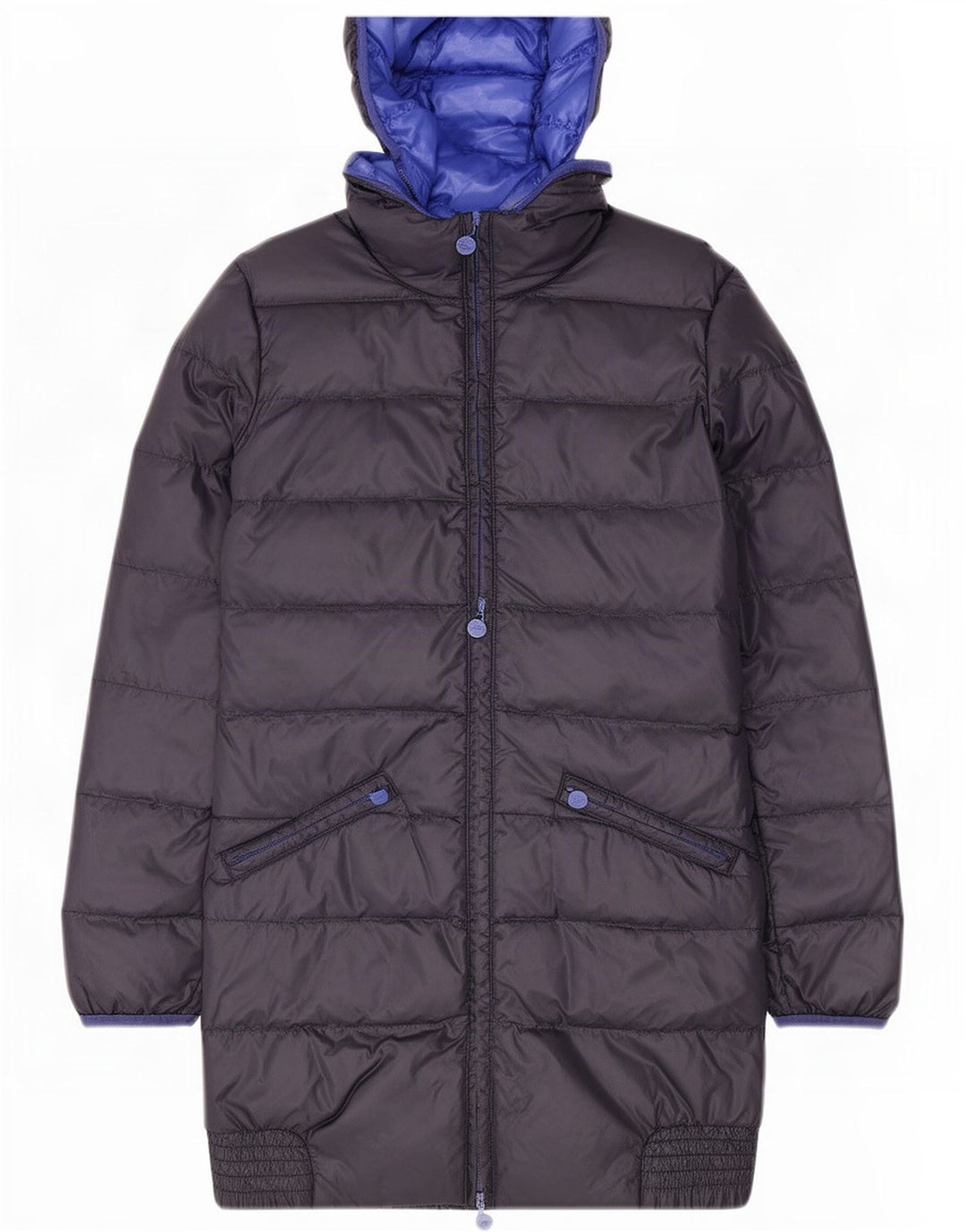 Cappotto imbottito con cappuccio da donna Calvin Klein Jeans UK 14 medio blu navy