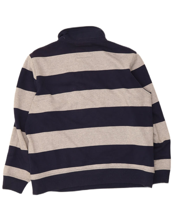 Crew Clothing Felpa con collo con zip da uomo Maglione 2XL Cotone a righe blu navy