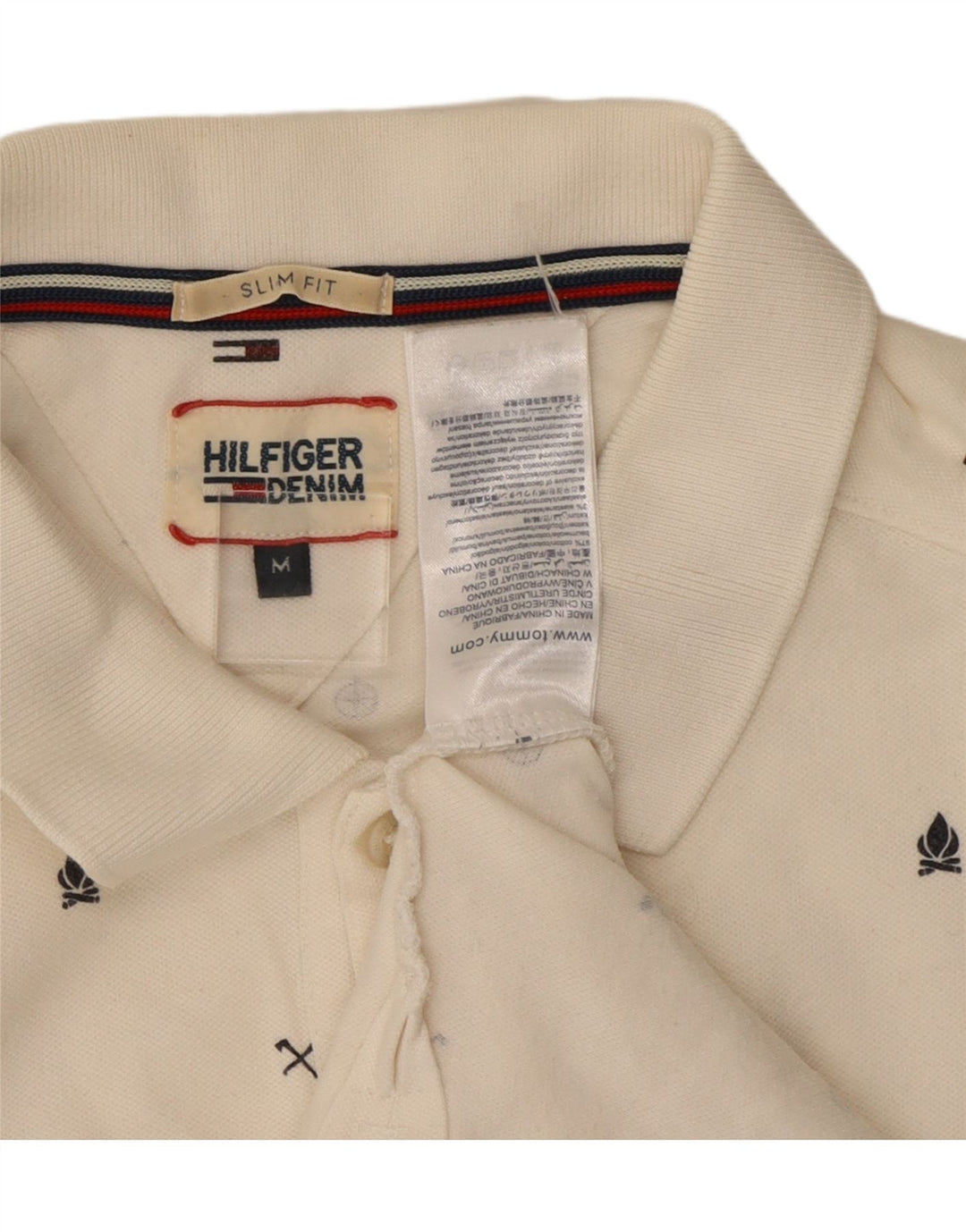 TOMMY HILFIGER Polo da uomo grafica slim fit in cotone bianco sporco medio