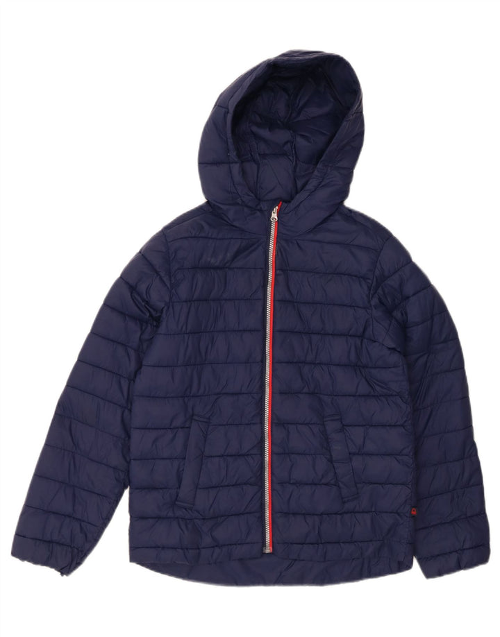 BENETTON Boys Hooded Padded Jacket 11-12 Years 2XL Navy Blue Polyamide Vintage Benetton and Second-Hand Benetton from Messina Hembry 