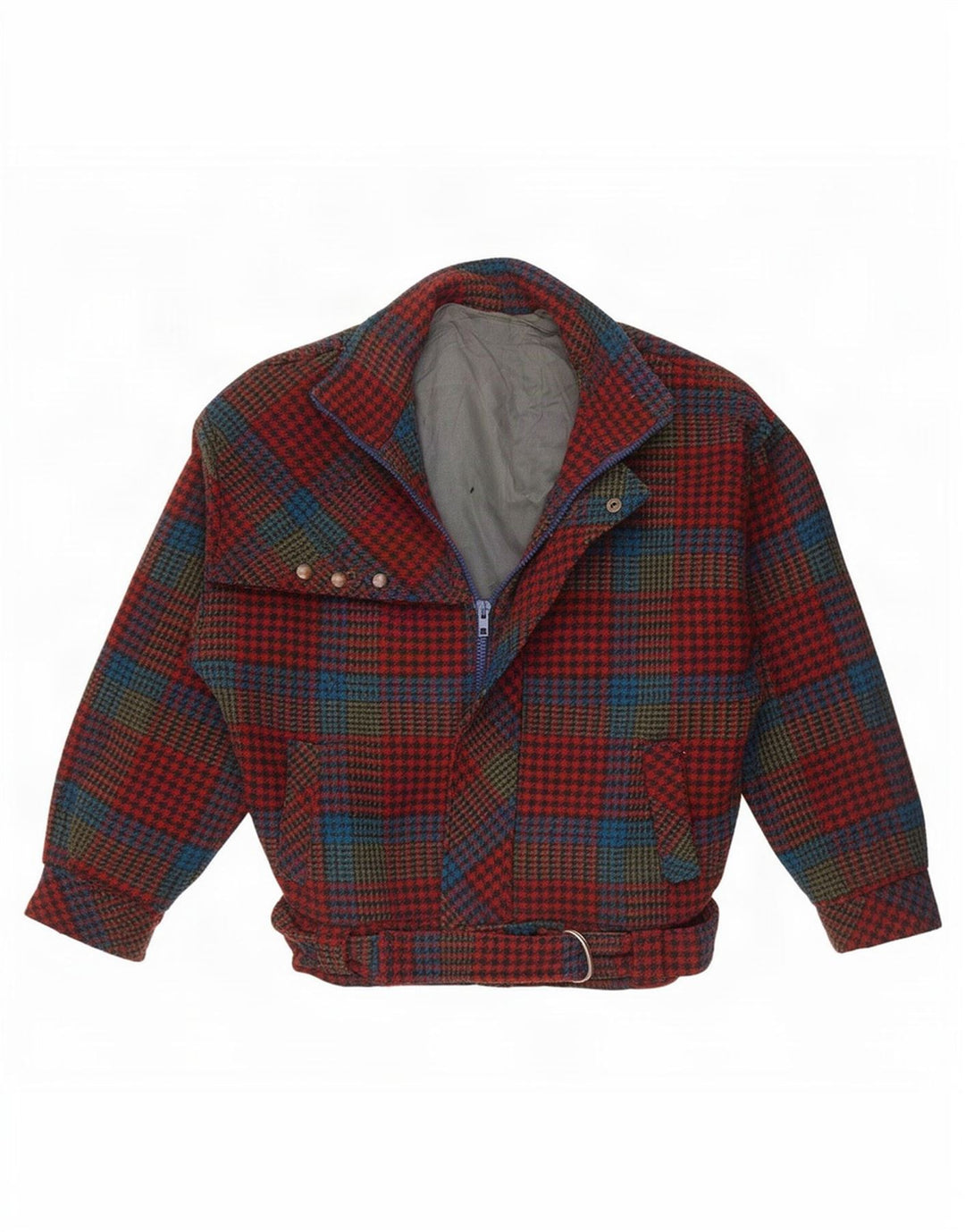 Bomber da donna vintage UK 10 piccolo pied de poule rosso
