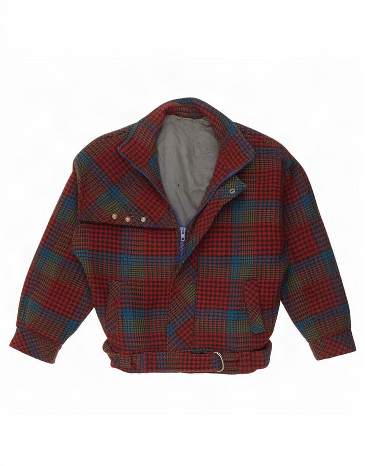 Bomber da donna vintage UK 10 piccolo pied de poule rosso