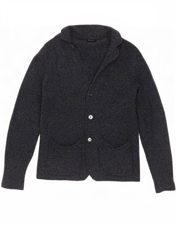 Maglione cardigan da uomo Massimo Dutti in lana screziata grigio medio