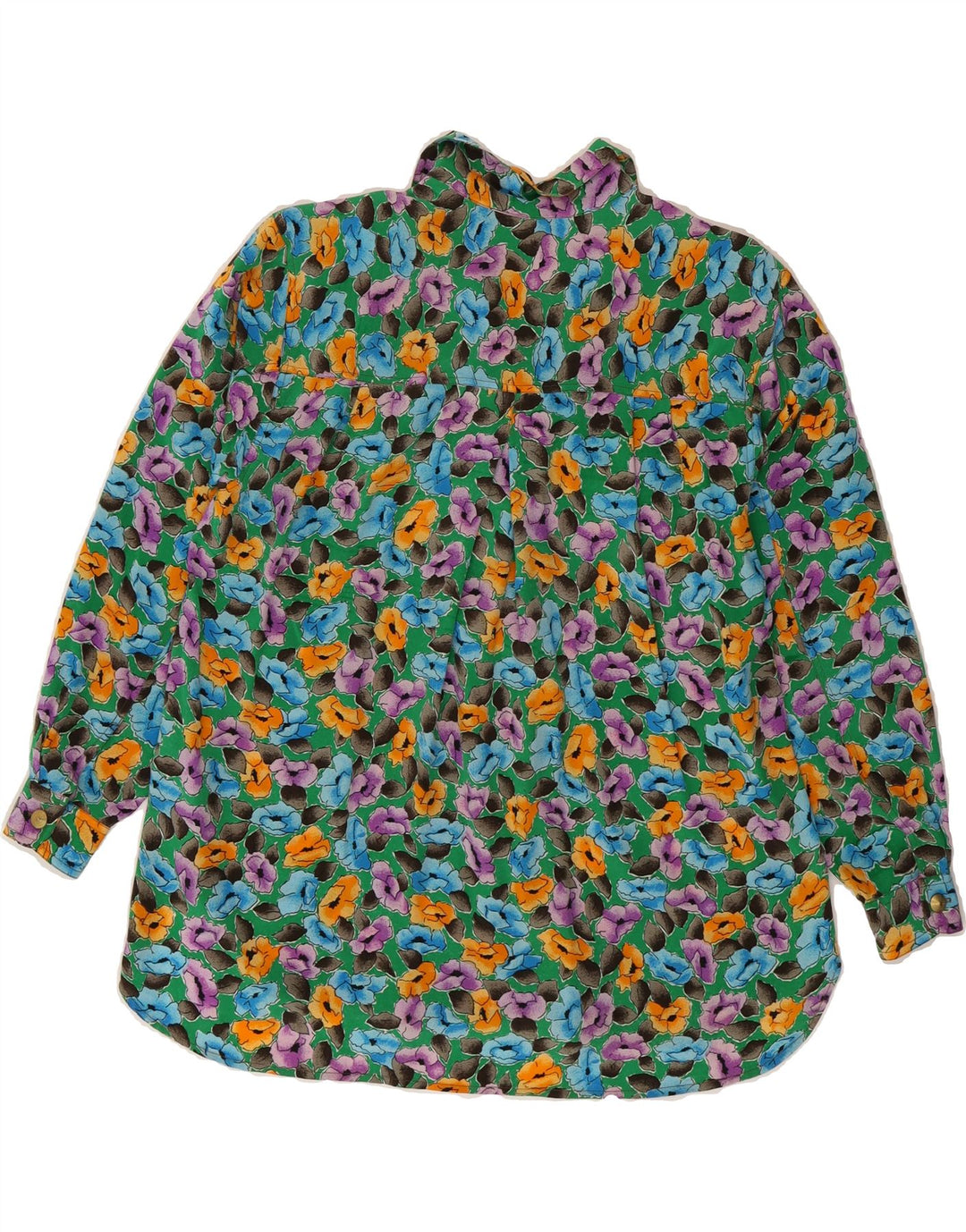 Camicetta camicia da donna VINTAGE EU 36 piccola seta floreale multicolore