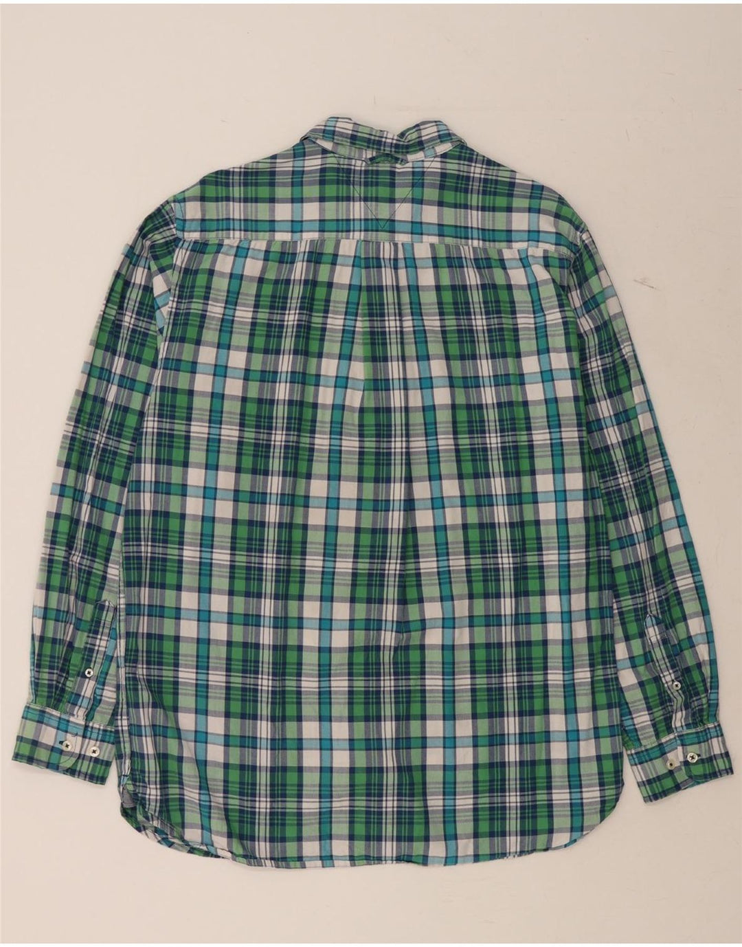 TOMMY HILFIGER Mens Flannel Shirt Large Green Check Cotton Vintage Tommy Hilfiger and Second-Hand Tommy Hilfiger from Messina Hembry 