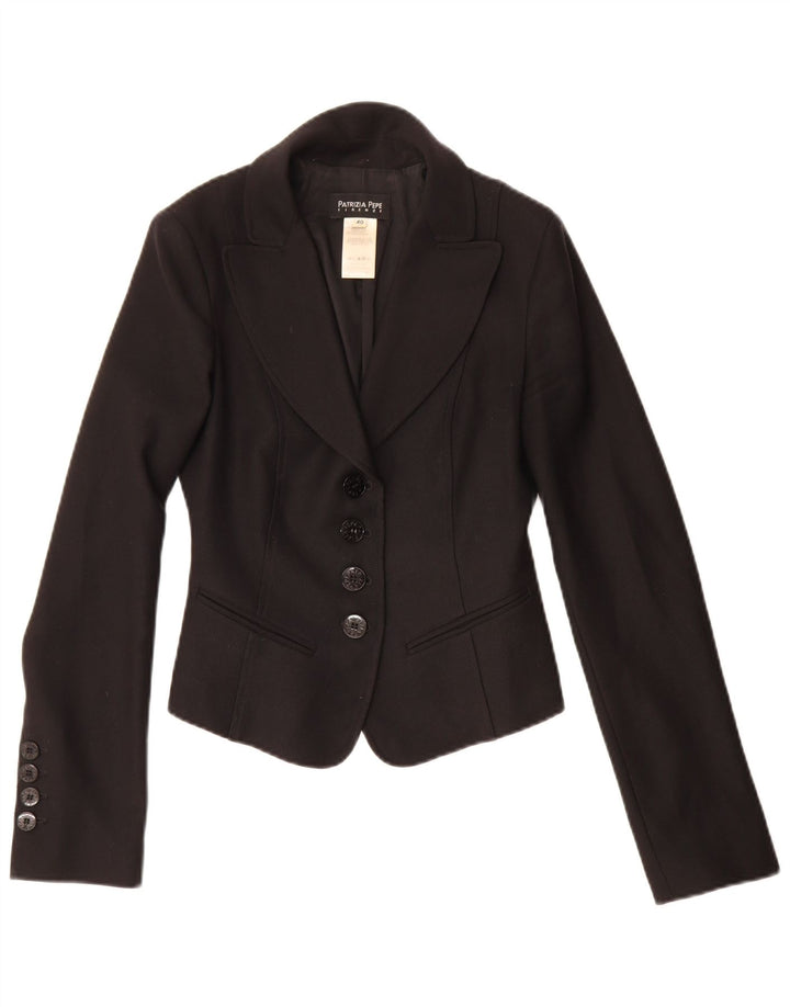 Giacca Blazer 4 Bottoni Donna Patrizia Pepe IT 40 Small Nera Lana