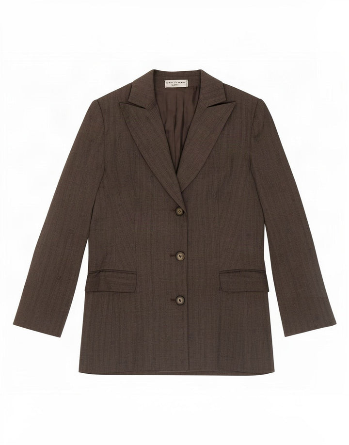 Giacca blazer a 3 bottoni da donna Byblos UK 10 piccola a righe grigie