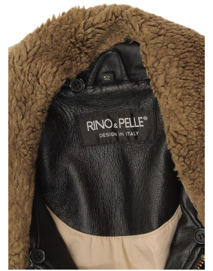 RINO & PELLE Giacca da aviatore da volo in pelle da uomo IT 52 XL Pelle nera