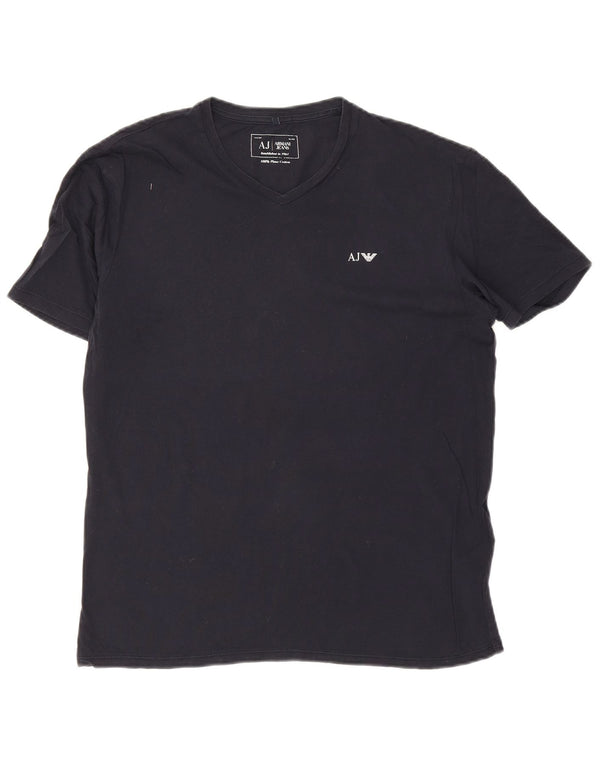 Armani Jeans T-shirt da uomo Top Large in cotone blu navy