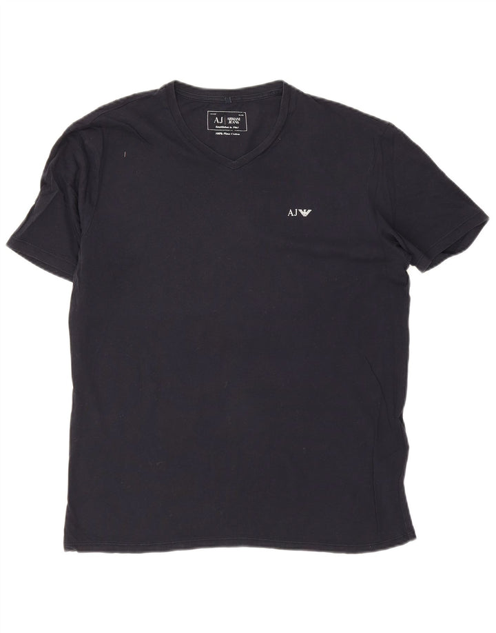 Armani Jeans T-shirt da uomo Top Large in cotone blu navy