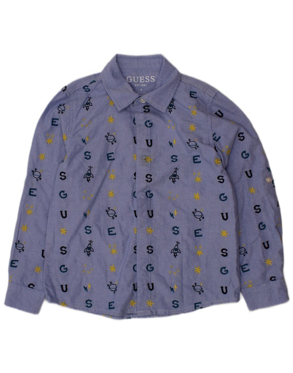 Camicia Grafica GUESS Bambino 3-4 Anni Cotone Blu