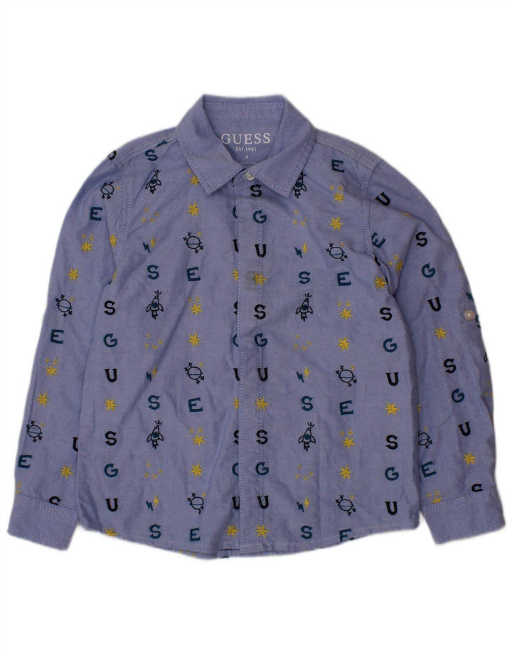 Camicia Grafica GUESS Bambino 3-4 Anni Cotone Blu