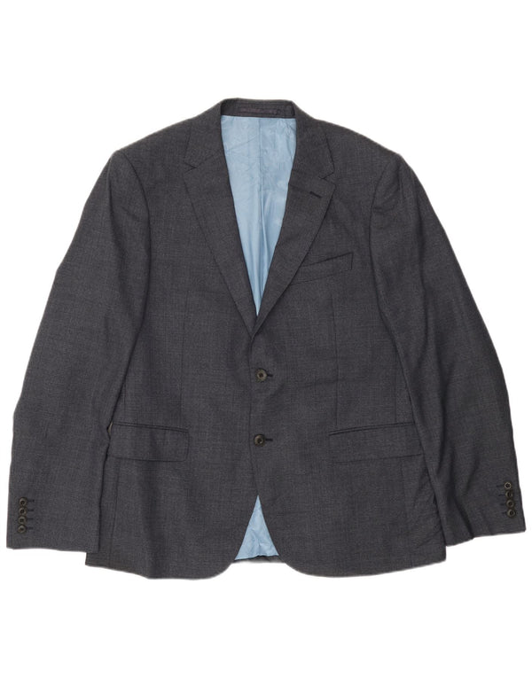 MARKS & SPENCER Giacca blazer da uomo a 2 bottoni IT 52 XL Lana blu navy