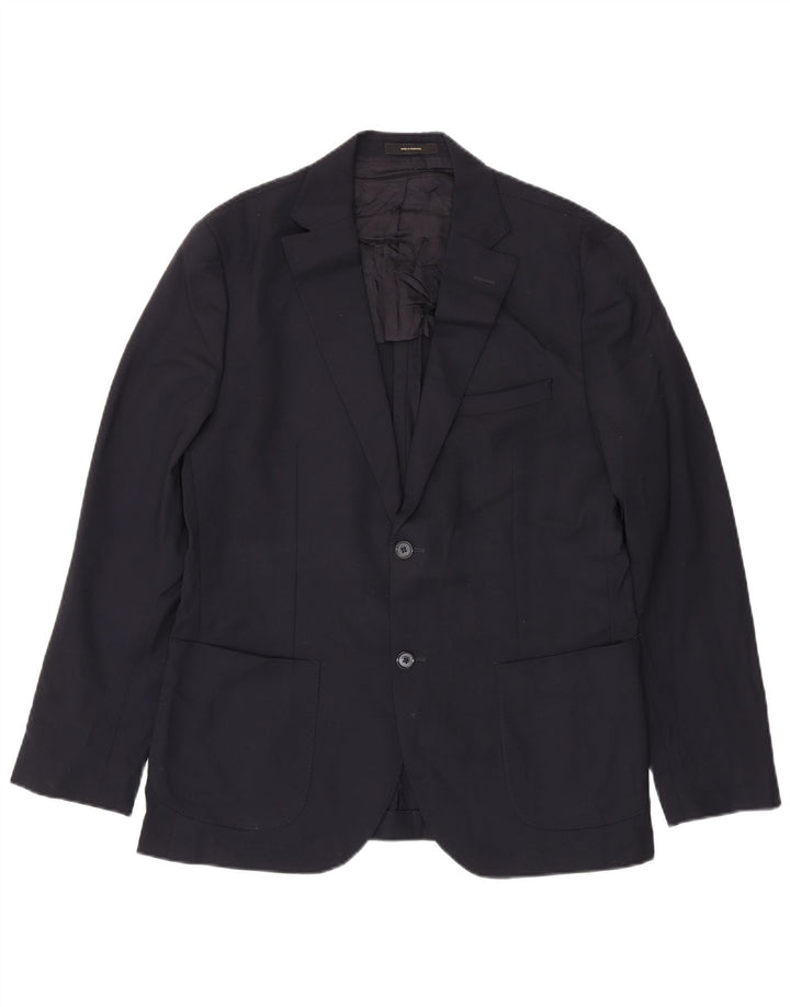 Giacca blazer da uomo a 2 bottoni Massimo Dutti EU 52 Large in lana blu navy