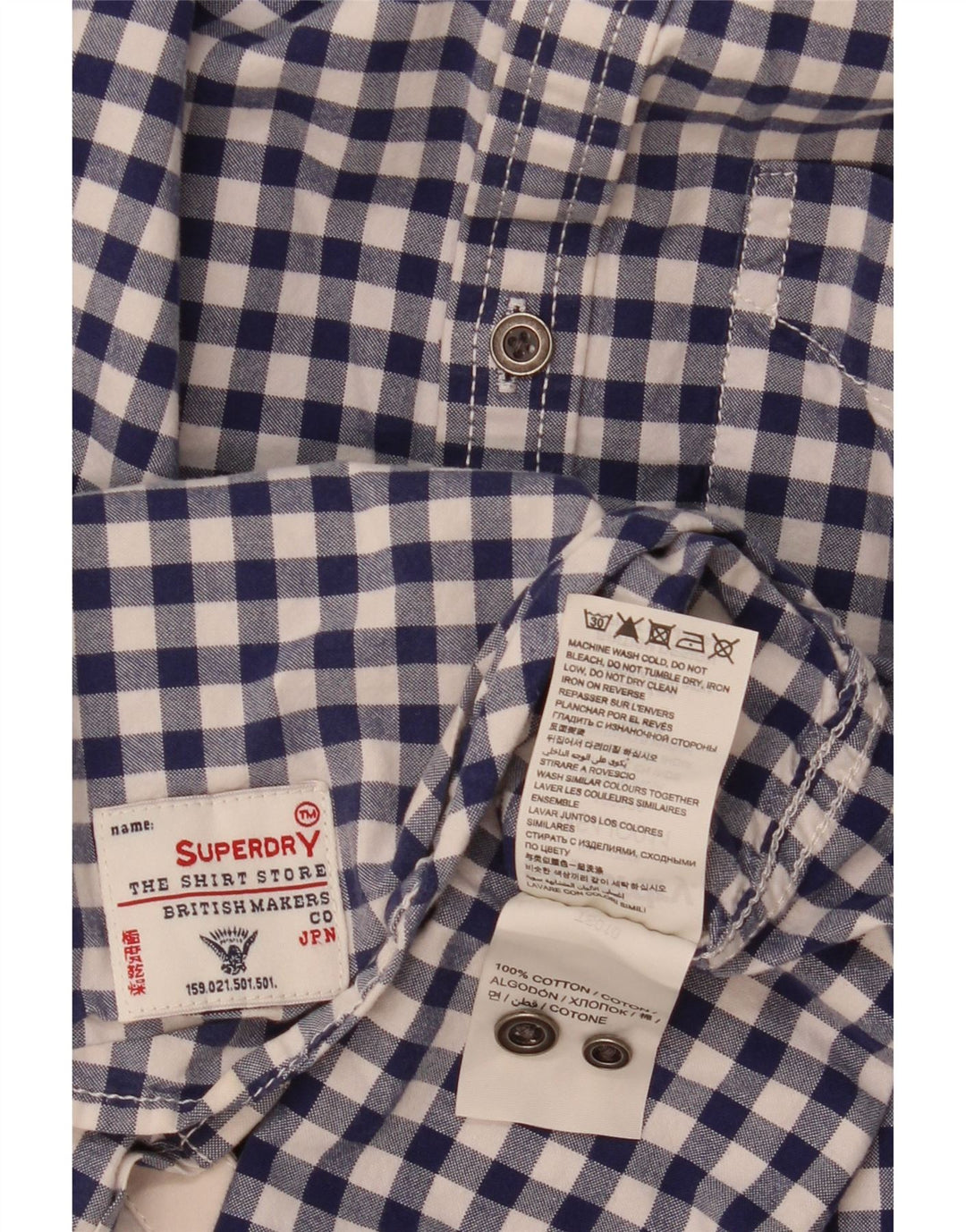 Camicia da uomo Superdry in cotone a quadretti blu medio