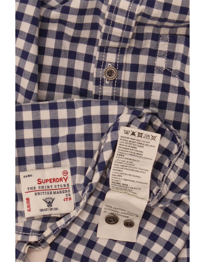 Camicia da uomo Superdry in cotone a quadretti blu medio