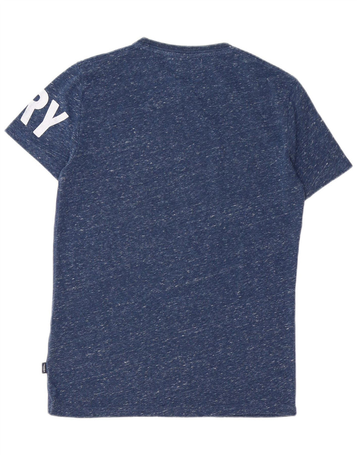 T-shirt grafica da uomo SUPERDRY Top piccolo in cotone screziato blu navy