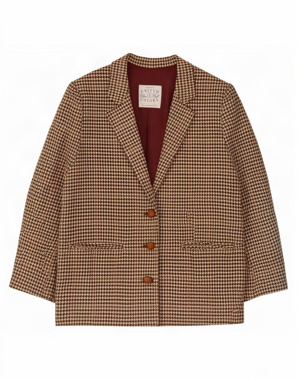 Giacca blazer da donna vestibilità ampia Benetton IT 40 piccolo pied de poule verde