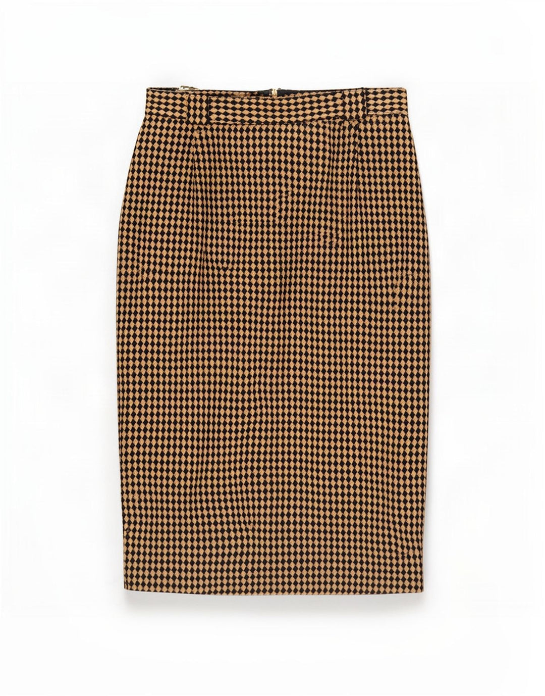 Gonna a tubino da donna Michael H UK 12 Media W26 Beige Argyle/Diamond Wool