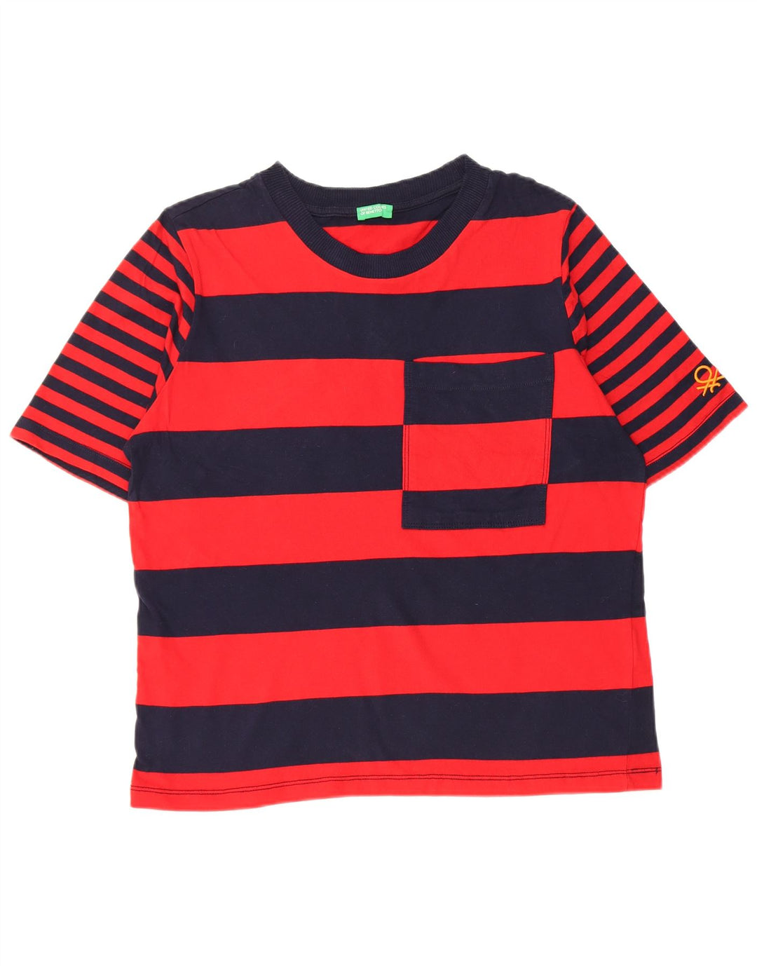 T-shirt uomo BENETTON Top in cotone a righe medie blu navy