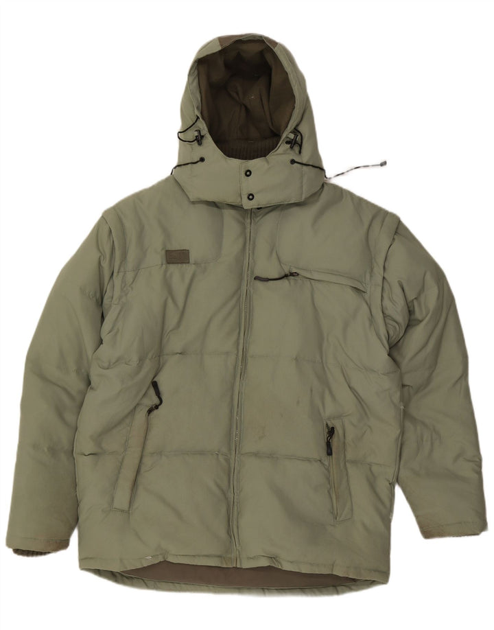 Giacca imbottita con cappuccio Fila da uomo UK 40 Large Verde Colourblock Poliestere