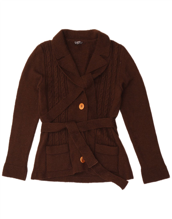 Maglione cardigan da donna vintage UK 12 Marrone medio