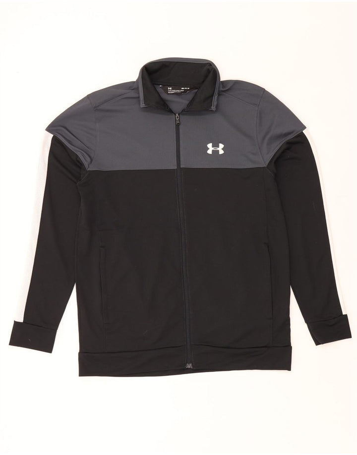 UNDER ARMOUR Mens Tracksuit Top Jacket Medium Black Colourblock Polyester