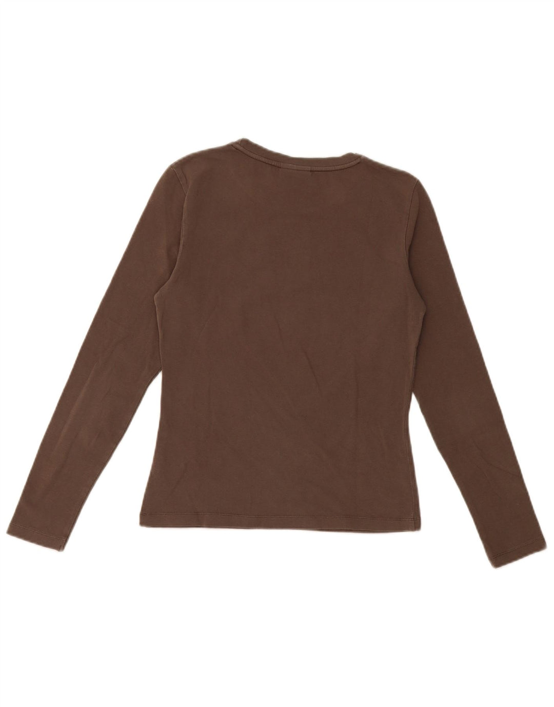 Murphy & Nye Top grafico da donna a maniche lunghe UK 8 piccolo cotone marrone
