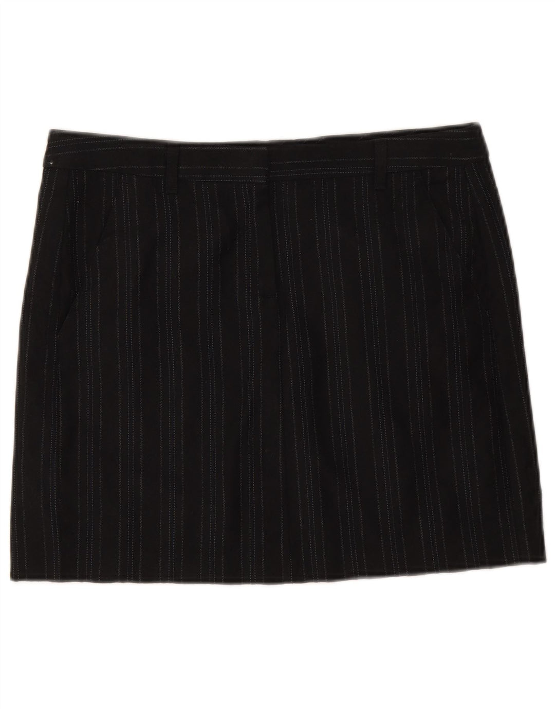 Minigonna Donna Benetton IT 42 Media W32 Lana Vergine Rigata Nera