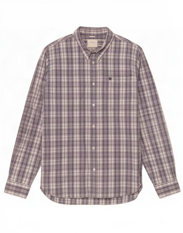 Camicia Timberland da uomo vestibilità regolare 2XL cotone a quadri grigio