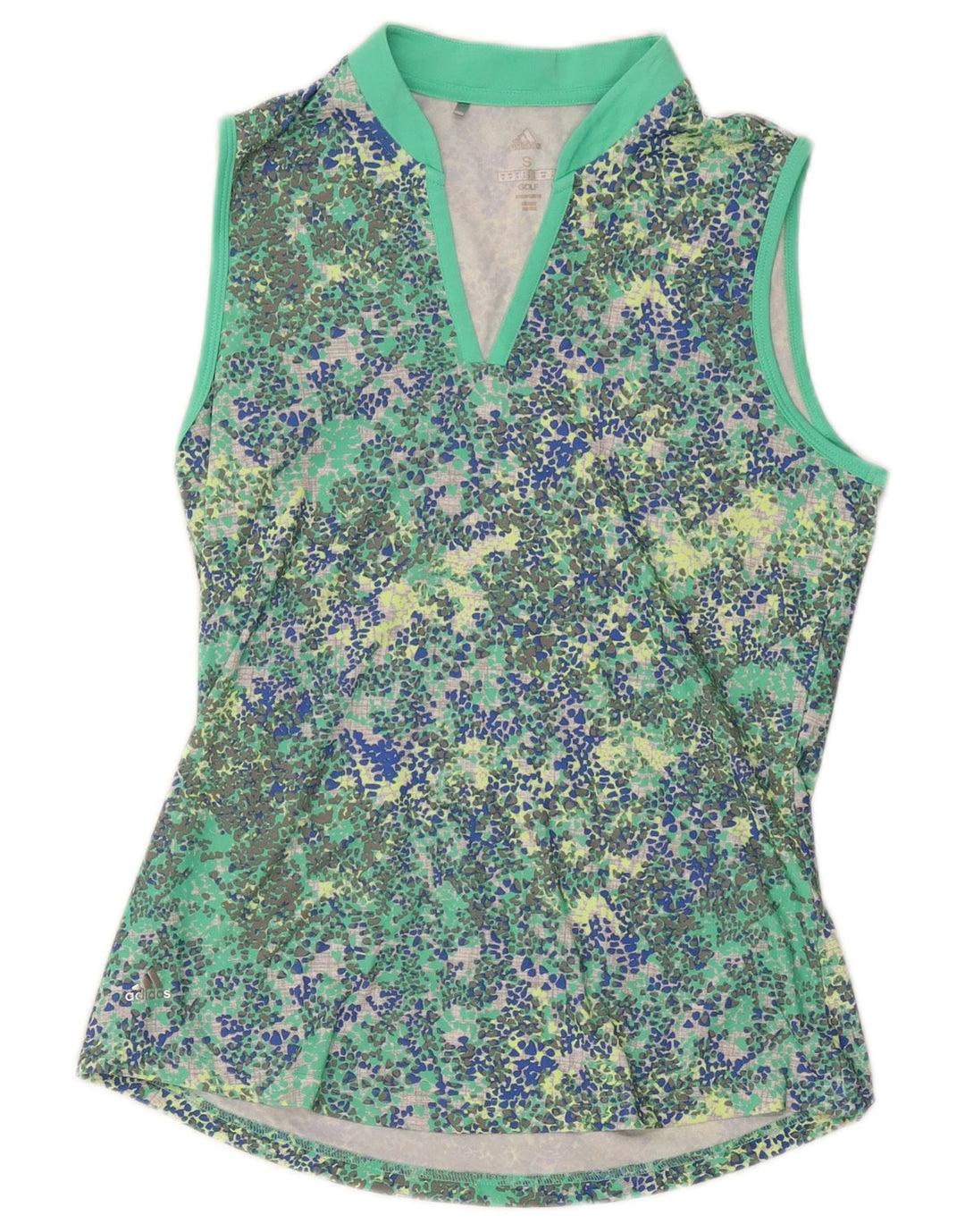 Canottiera da golf da donna Adidas UK 10 piccola in poliestere maculato verde