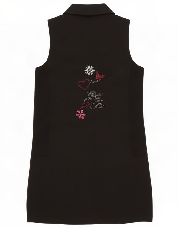 Desigual Abito camicia senza maniche con grafica da donna EU 44 XL Nero Cotone