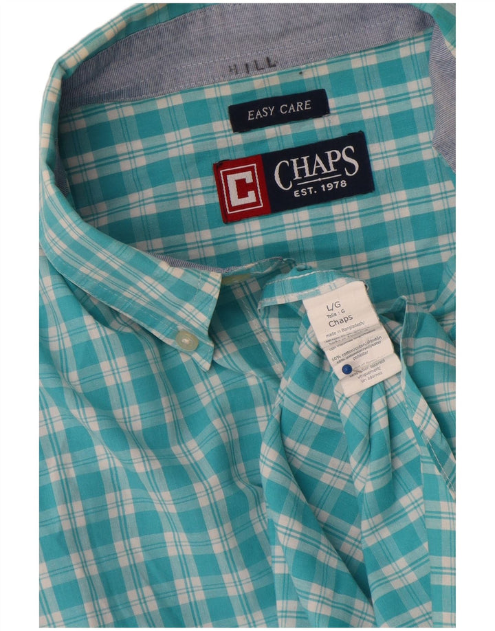 Chaps Camicia da uomo Easy Care, cotone a quadri blu grandi