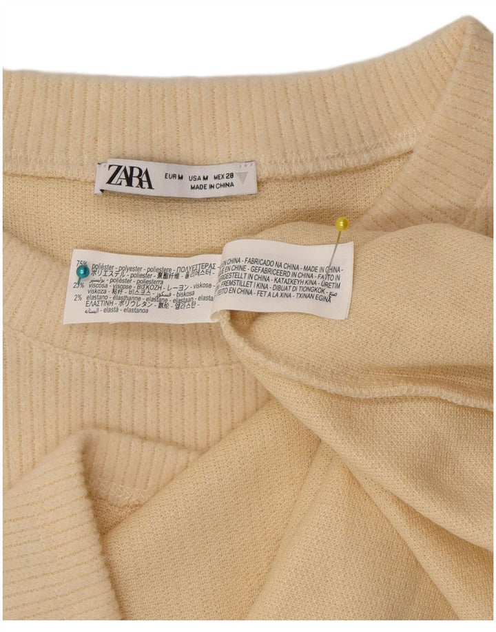 Top Zara da donna a maniche lunghe UK 14 Poliestere beige medio
